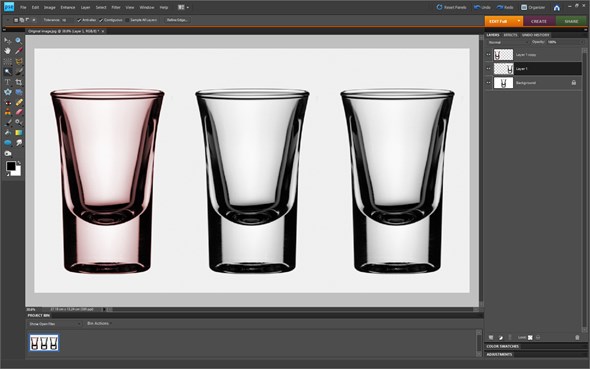 15. Select the middle layer and choose Magic Wand tool (press w). Keep Tolerance at 10.