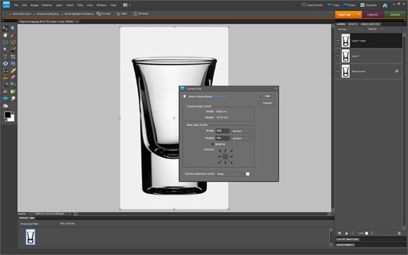 5. Change the units to Percent and enter 300 in the document Width box.