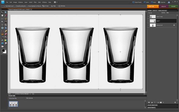 7. Click on and drag the middle layer to the right side of the canvas.