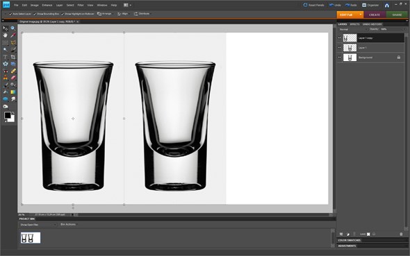 8. Click on and drag the top layer to the left side of the canvas.