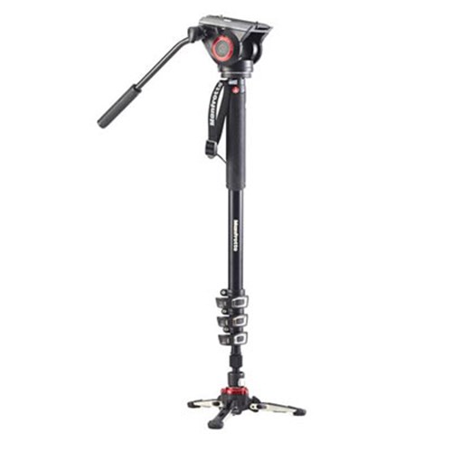 Manfrotto XPRO Video 4 Section Aluminium Monopod with Fluid Head and Base